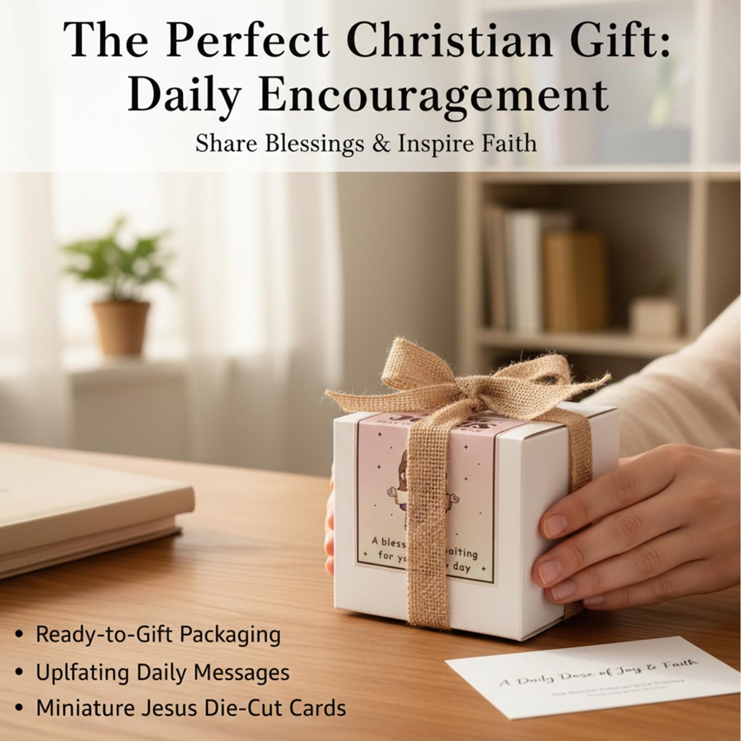 Emotional Support Jesus Jar, 60 Double-Sided Scripture Cards & Daily Encouragement Mini Blessings, Christian Easter Gift for Women, Teen Girls Basket Stuffer