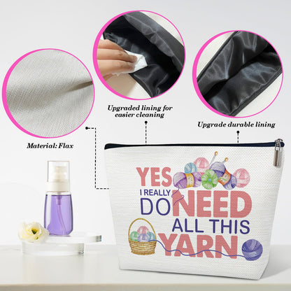 Yarn Makeup Bag, Crochet Gifts for Women, Knitting Cosmetic bag, Yarn Bags for Crocheting On the Go, Yes I Really Do Need All This Yarn, Crocheting Accessories and Gadget