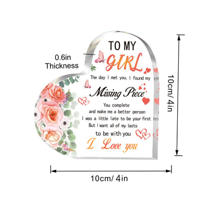 Gifts for Girlfriend Women, Anniversary Birthday Mother's Day for Girlfriend, Heart Shaped Acrylic Block for Her Wife, Romantic I Love You Gifts for Women Daughter