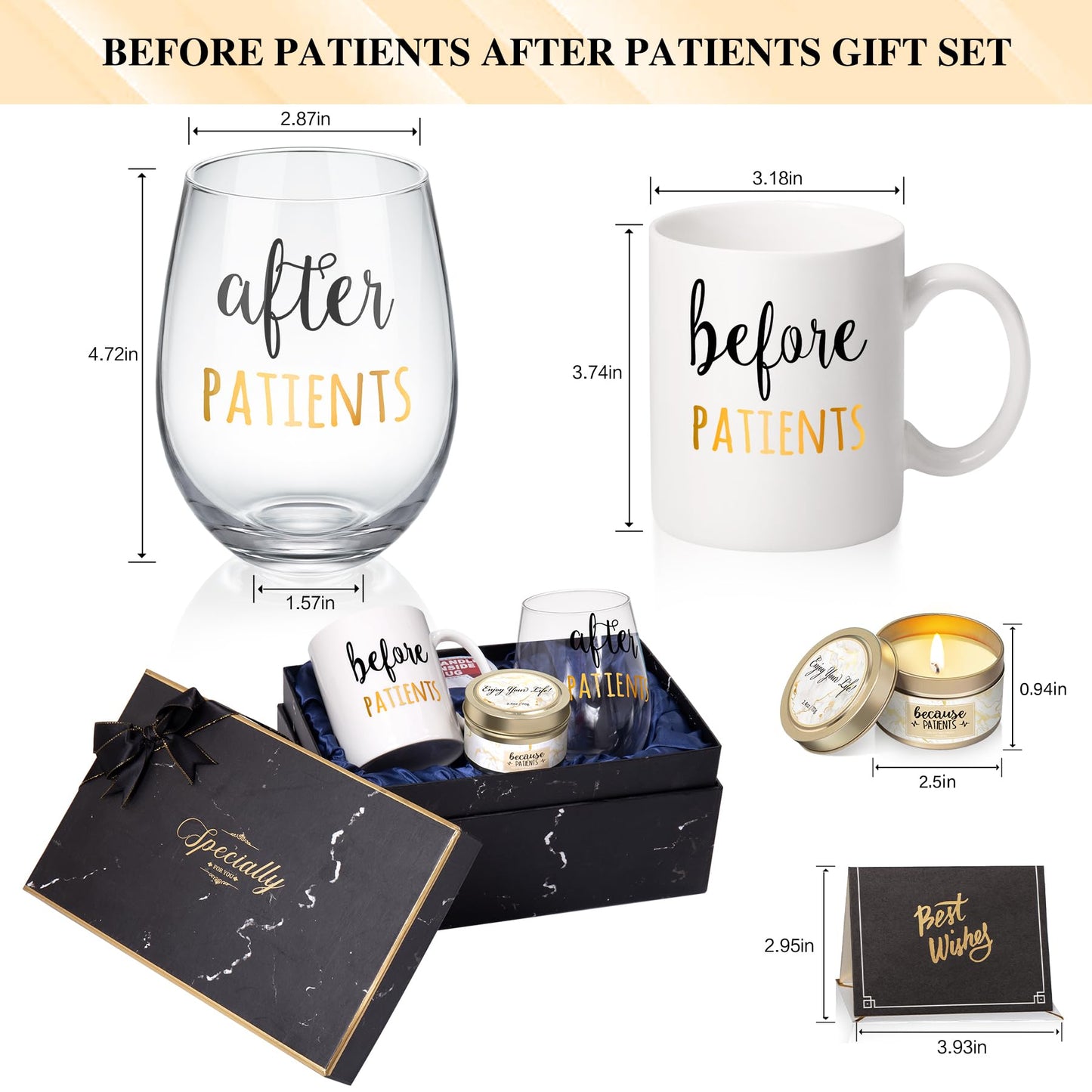 Before Patients, After Patients 11 oz Coffee Mug and 18 oz Stemless Wine Glass Set Gifts Idea for Nurses, Doctors, Hygienists, Physician, Dentists Unique Birthday Graduation Gifts Idea