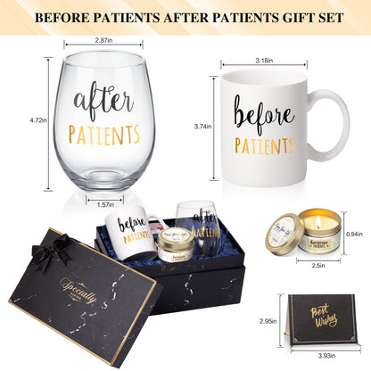 Before Patients, After Patients 11 oz Coffee Mug and 18 oz Stemless Wine Glass Set Gifts Idea for Nurses, Doctors, Hygienists, Physician, Dentists Unique Birthday Graduation Gifts Idea