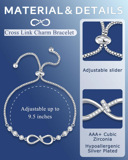 UNGENT THEM Infinity Love CZ Cross Bracelet-5th 8th Christian Graduation Gifts for Girls Her