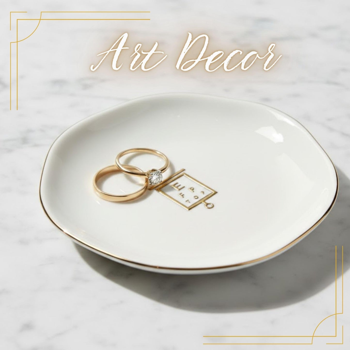 InnoBeta Optometry Gifts for Women Optometrists, Ophthalmology Gifts for Eye Doctors - 4.75" Handcrafted Ceramic Ring Dish with Gold Trim, Decorative Trinket Dish for Rings Earrings