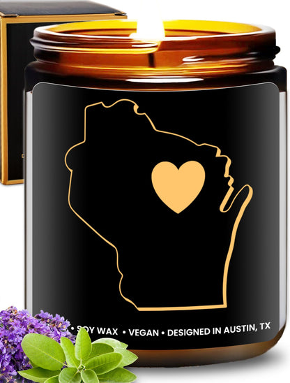 Wisconsin Candle, Thoughtful Wisconsin Themed Souvenirs & Gifts for Men and Women, Unique State Gifts, Best Sentimental Gift for Moving Away, Ideal for Birthday, Christmas, Graduation, Gift Ready