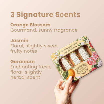 Panier des Sens - Mini Hand Cream Set - Gifts for Women - Orange Blossom, Jasmine, Geranium Natural Hand Cream - Mothers Day Gift Ideas Made in France - 96% Natural - Hand Lotion Travel Size 3x1 Floz