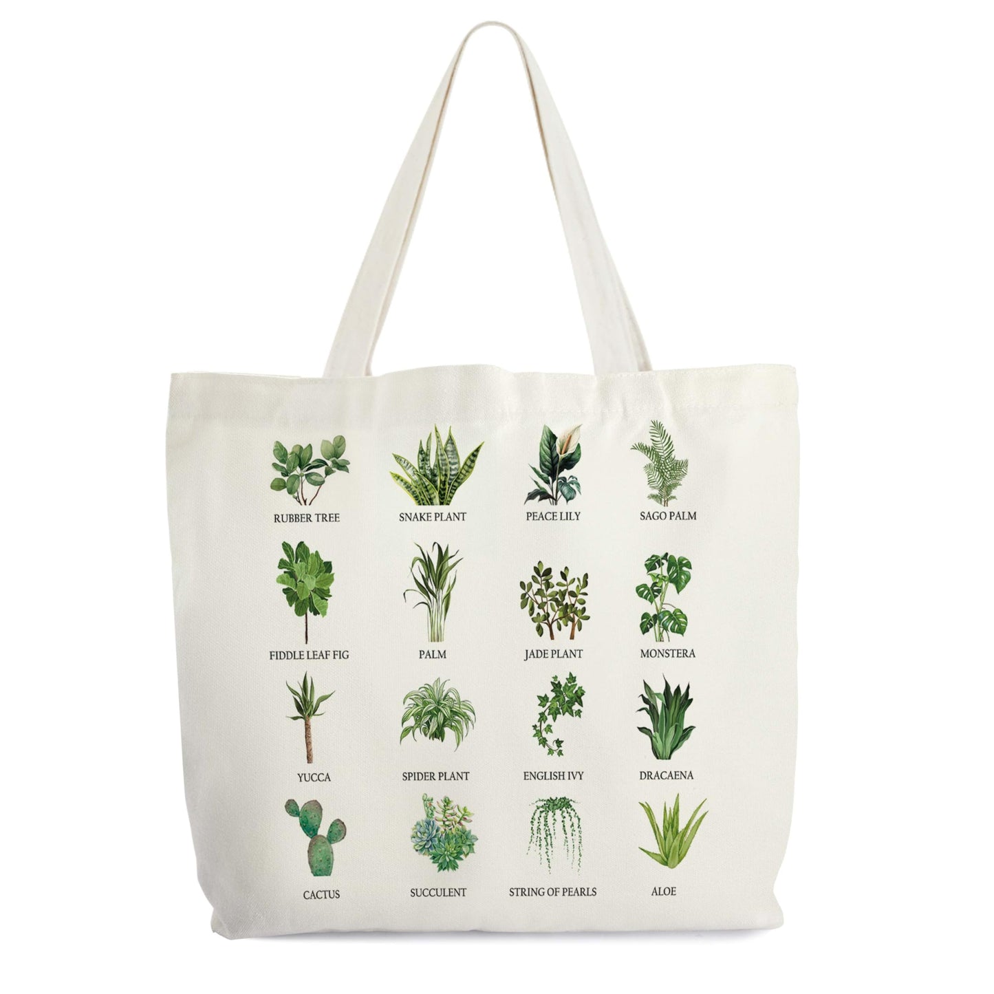 Plant Tote Bag for Women, Vegan Canvas Tote, Plant Lover Gift Bag, Just One More Plant Library Book Bag, Plantaholic Shopping Bag, Botanical Shoulder Bag Gifts for Vegetarian Plant Mom Plant Lady -63