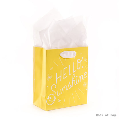 Hallmark 6" Small Yellow Gift Bag with Tissue Paper - Hello Sunshine - For Baby Showers, Birthdays, Get Well or Any Occasion