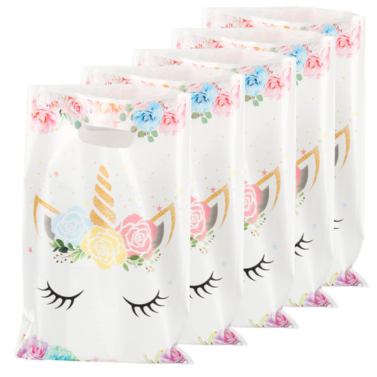 50 Pcs Unicorn Party Favor Bags With Handles - Goodie and Candy Gift Bags for Birthday Party Supplies and Decorations