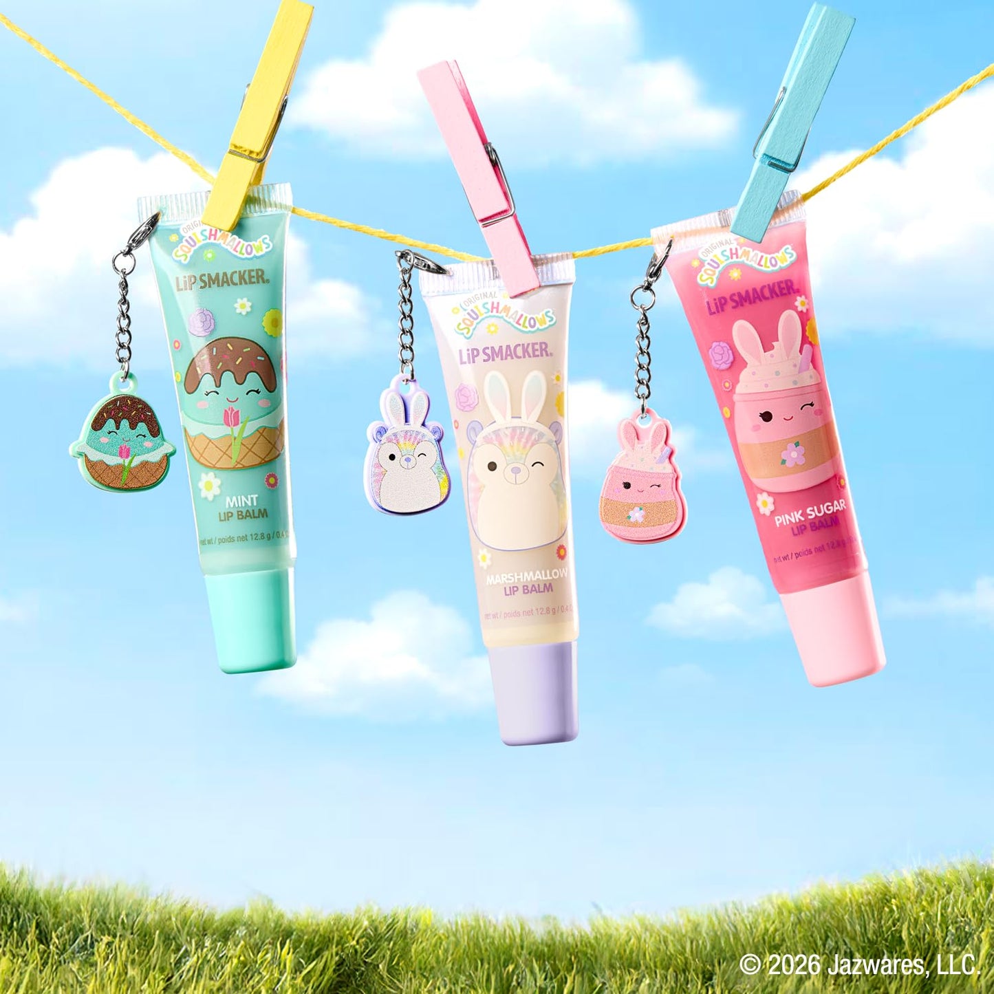 Lip Smacker Squishmallows Lip Balm, Marshmallow (Babette), Limited Edition Easter Basket Stuffer, Flavored & Scented Lip Balm with Charm, Collectible Spring Gift
