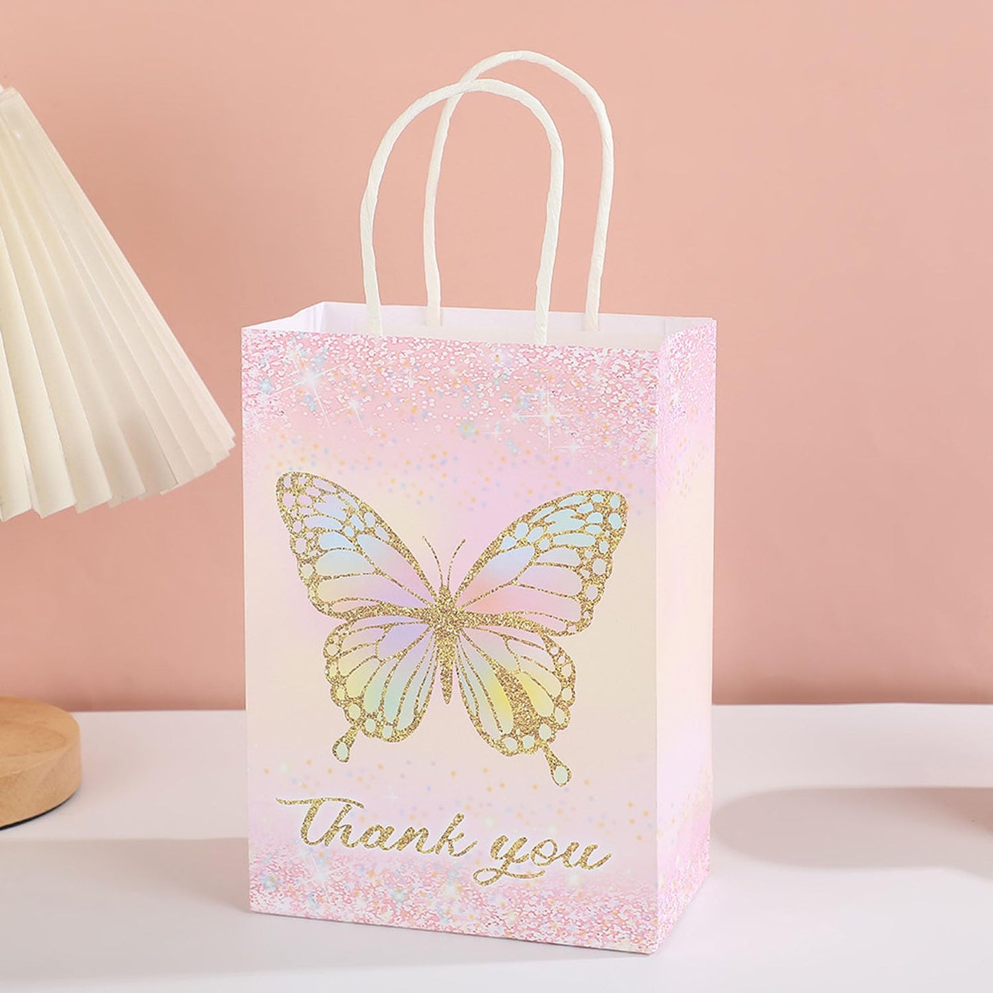 piqiya 24pcs Butterfly Birthday Goodie Bags,Party Favor Gift Bags,Colorful Gift Bag for Baby Shower, Wedding
