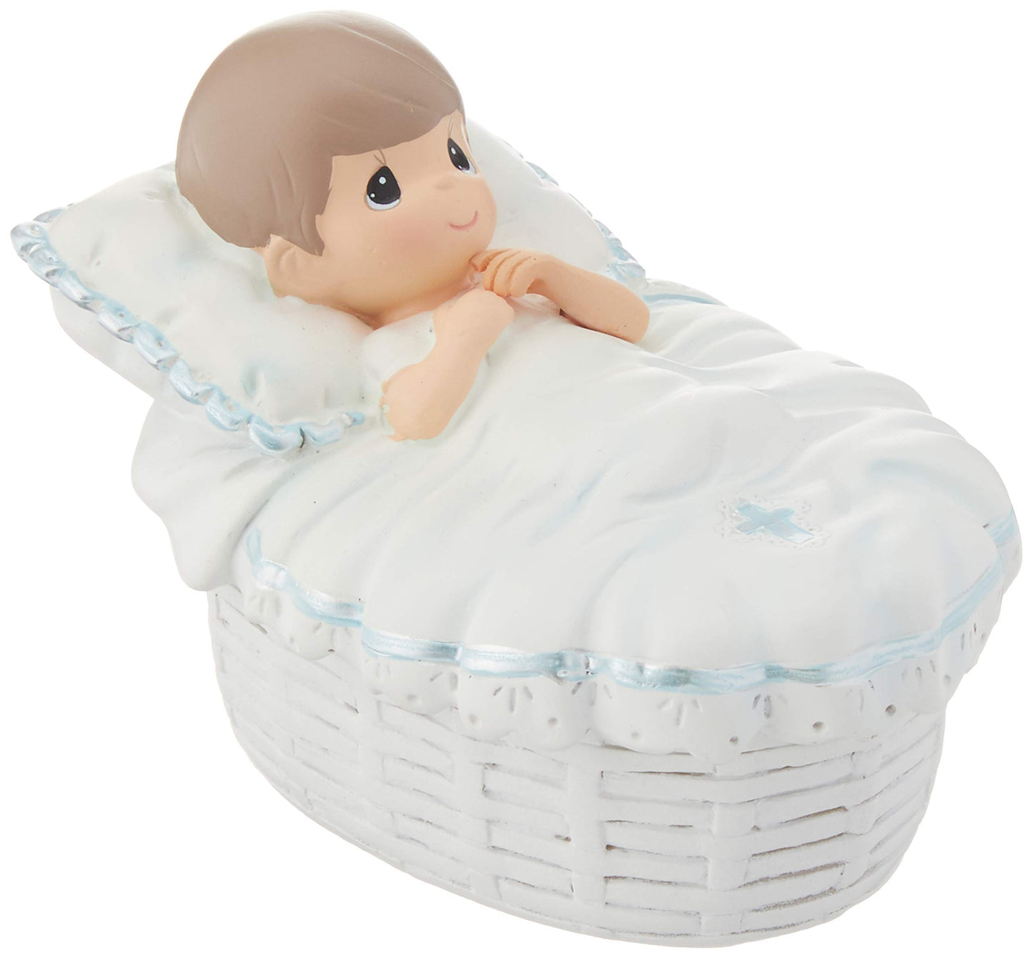 Precious Moments Baptism Gift, Boy's Resin Rosary Box with Hand-Painted Details, Perfect Keepsake, 153409