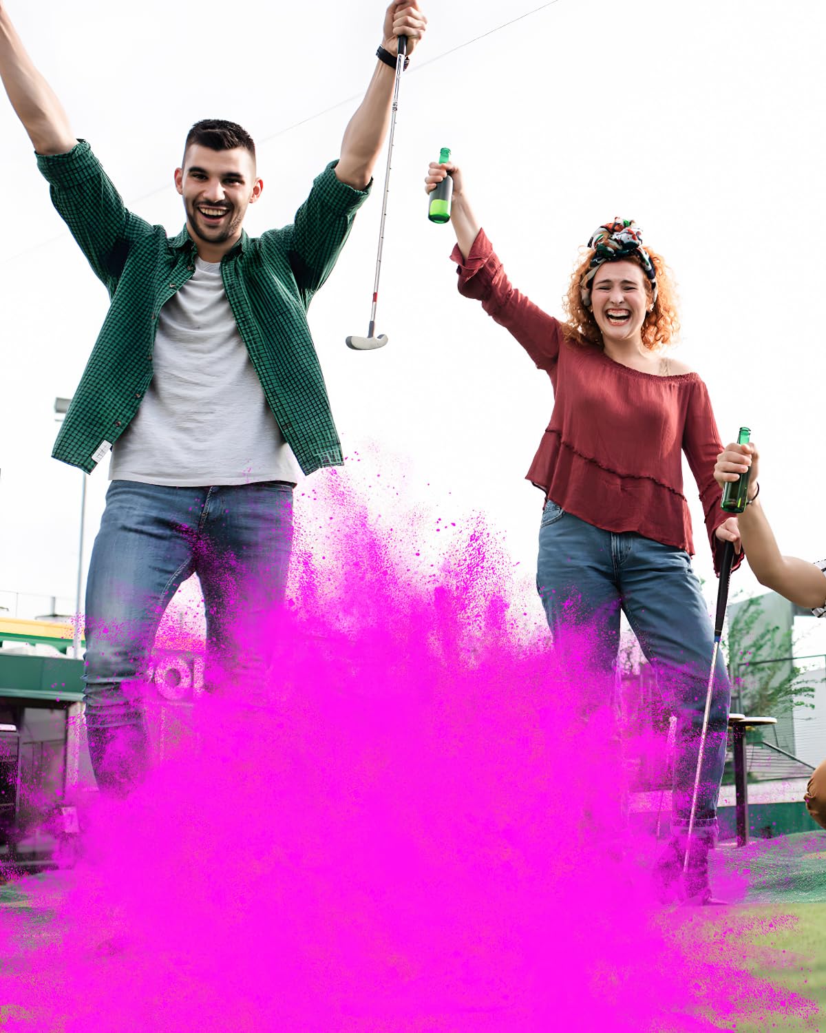 THIODOON 3 Pack Exploding Balls for Golf Party Gender Reveal Prank Funny Joke for Golfers - 3 Piece Set (3 White/Blue & Pink & White)