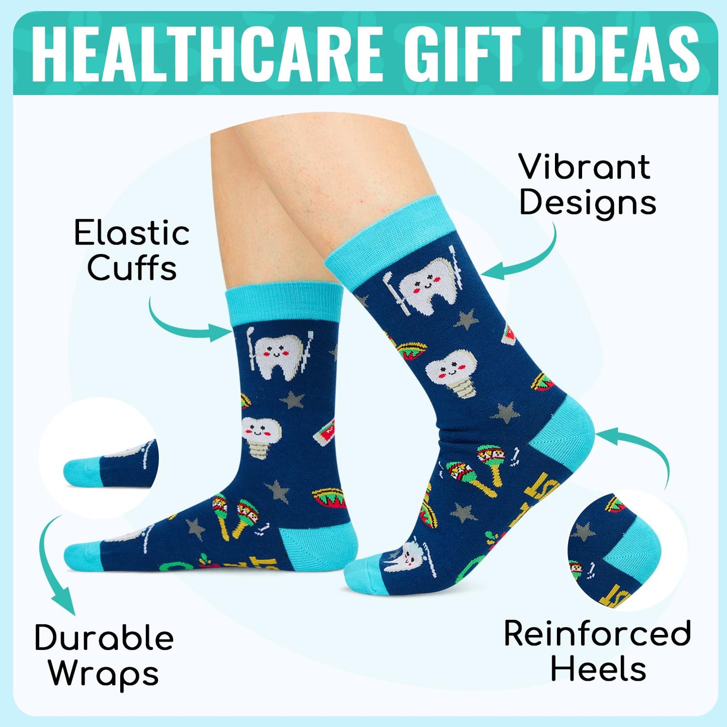HAPPYPOP Nurse Gifts for Men Women - Nacho Average Doctor CNA EMT RN VET TECH Dentists Socks