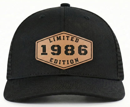 40th Birthday Gifts for Men - 40th Birthday Decorations for Men, Adjustable Trucker Hat with Leather Patch