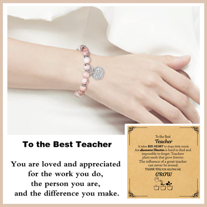 U-Zomir Teacher Appreciation Gifts for Women, Teacher Gifts Natural Stone Bracelet with Message Card for Appreciation Week Christmas Valentines from Student