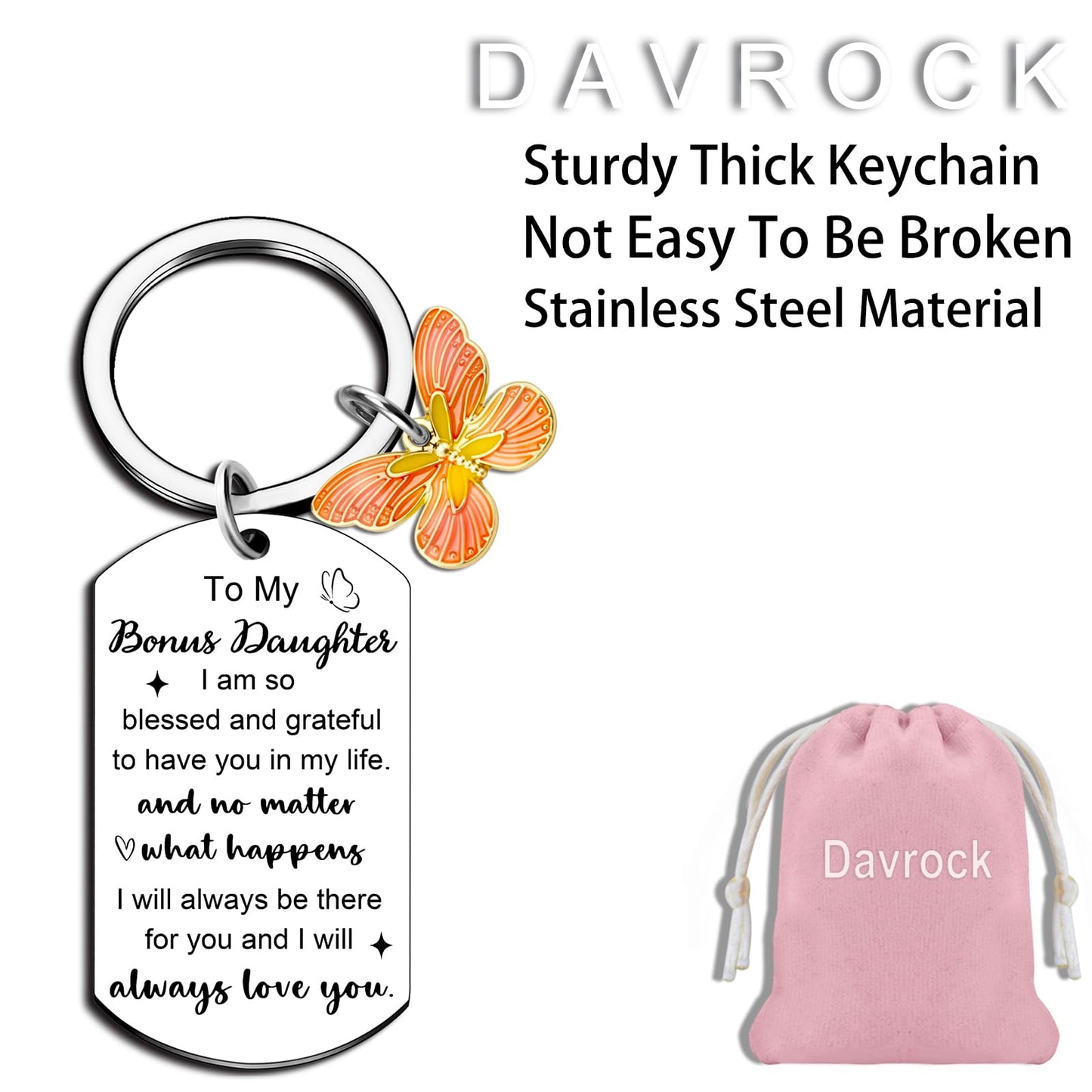 Bonus Daughter Gifts To My Bonus Daughter Keychain Unbiological Daughter Gift Stepdaughter Gifts from Stepmom On Birthday Graduation Wedding Christmas Gift Stocking Stuffers for Teen Girls