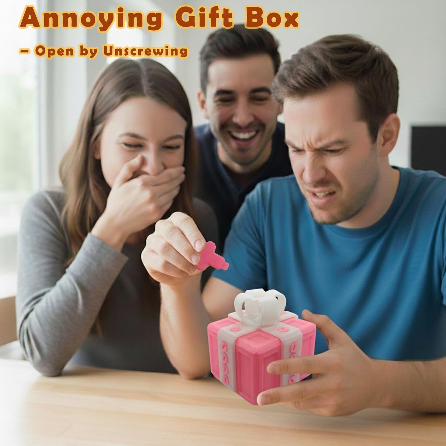 Annoying Gift Box with Screws, 3D Printed Puzzle Money Gift Box, Large Surprise Prank Box for Cash, Christmas Birthday Holiday Gag Gift (Pink-Glow)