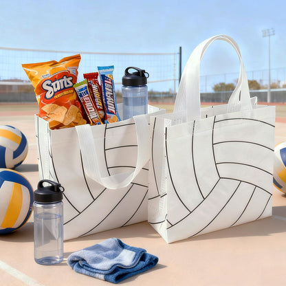 24Pcs Volleyball Gift Bags With Handles Bulk Sport Theme Treat Candy Bags Volleyball Team Present Non Woven Goodie Snack Favor Bag for Sport Boys Birthday Party Favor Baby Shower Decorations Supplies
