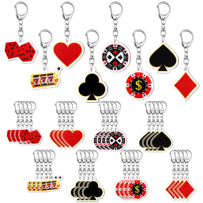 Tondiamo 48 Pcs Casino Party Gifts Keychains Bulk Casino Night Souvenirs Dice Keychains for Birthday Gifts Decorations
