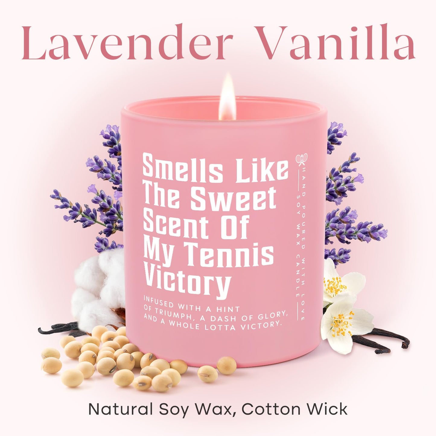 Tennis Gifts for Women, Lavender Scented Candle, Cool Gifts for Tennis Lovers/Girl/Coach/Player/Friend, Funny Tennis-Themed Gift for Mothers Day Birthday, Tennis Party Decorations,Pink(10oz)