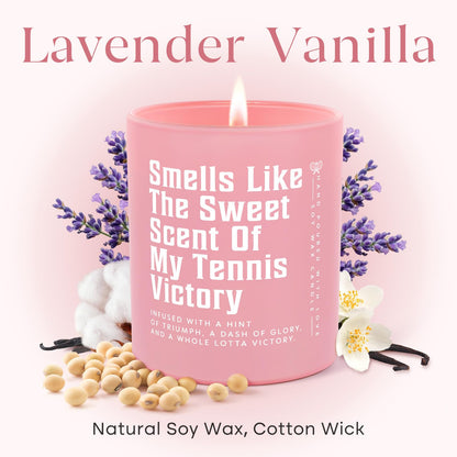 Tennis Gifts for Women, Lavender Scented Candle, Cool Gifts for Tennis Lovers/Girl/Coach/Player/Friend, Funny Tennis-Themed Gift for Mothers Day Birthday, Tennis Party Decorations,Pink(10oz)