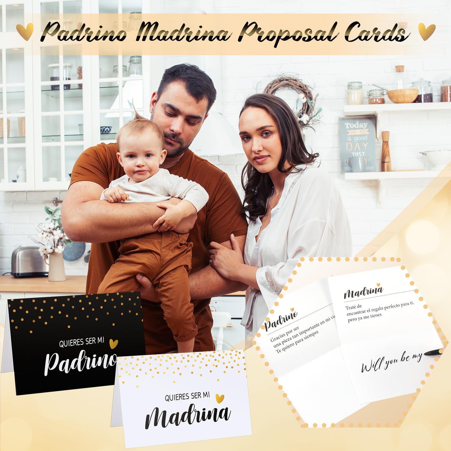 Sieral 9 Pcs Godparents Proposal Gift Will You Be My Godmother Godfather with Tumbler Keychain Card Pen Box Godchild Baptism Xmas Gift for Godparents Padrinos Madrina(Madrina, Padrino)