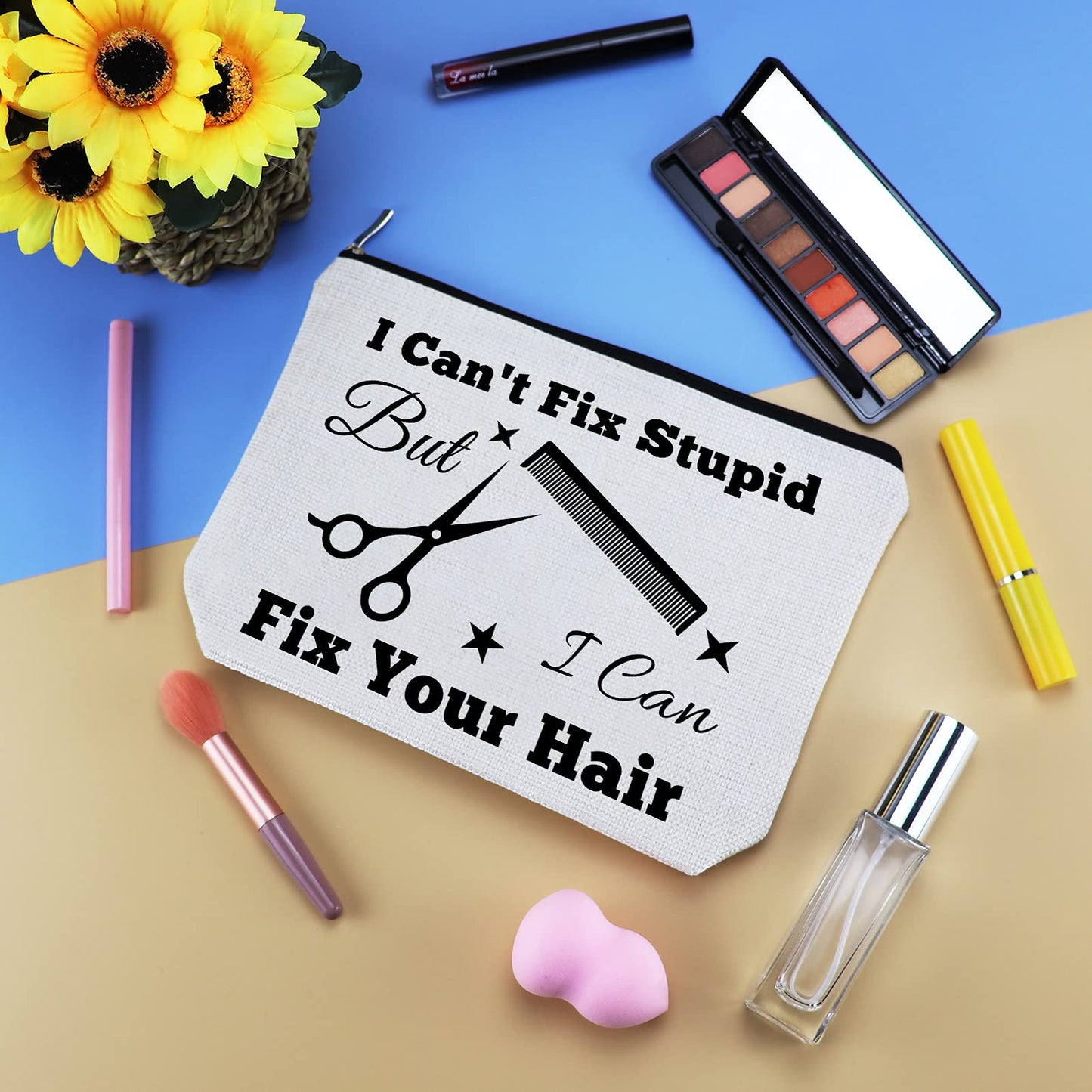 Hairdresser Gifts Hair Stylist Makeup Bag Hair Stylist Gifts Cosmetic Bags Funny Hair Dresser Gift Cosmetic Pouch Zipper Makeup Case Christmas Inspirational Graduation Gift for Hairdresser