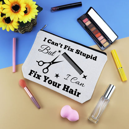 Hairdresser Gifts Hair Stylist Makeup Bag Hair Stylist Gifts Cosmetic Bags Funny Hair Dresser Gift Cosmetic Pouch Zipper Makeup Case Christmas Inspirational Graduation Gift for Hairdresser