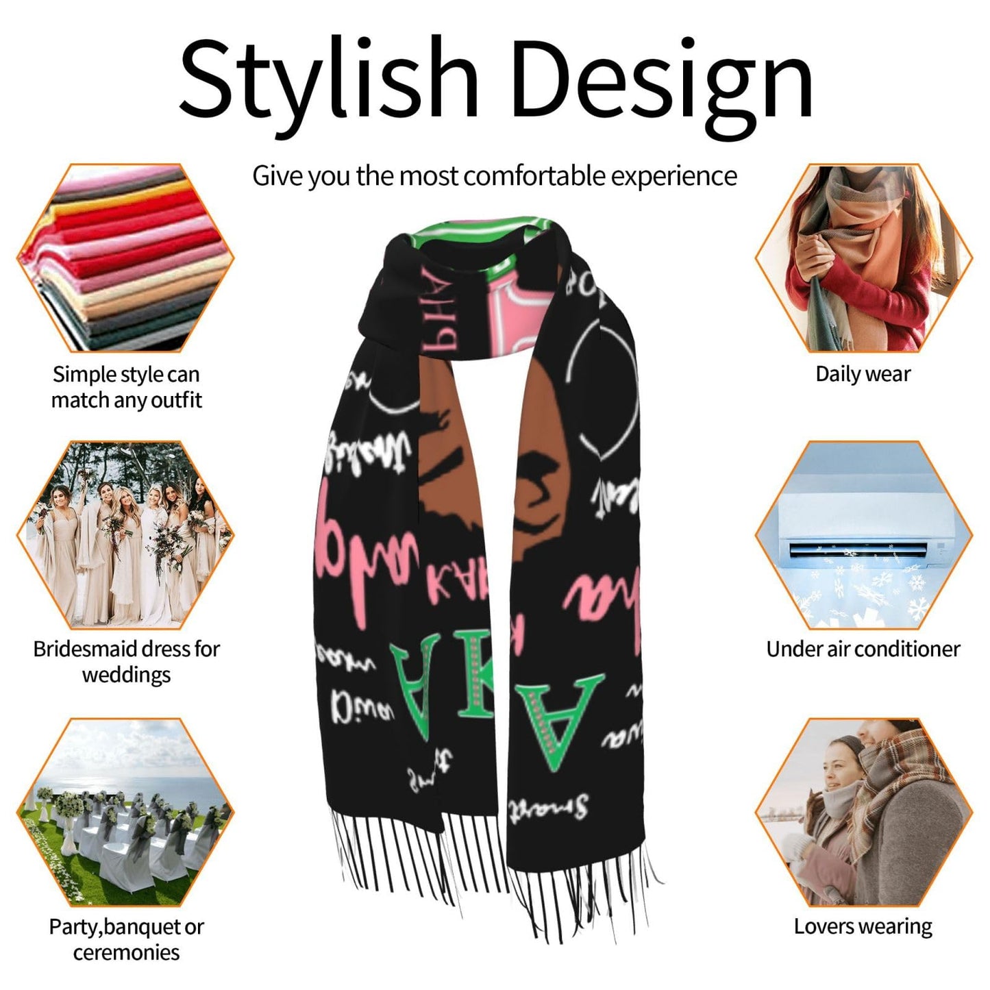 Scarf Sorority Gifts For Women Shawl Cashmere Long Large Warm With Tassel