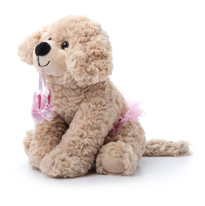 The Petting Zoo Ballerina Scruffy Dog Stuffed Animal, Gifts for Kids, Caramel Brown Dog Plush Toy 10 Inches