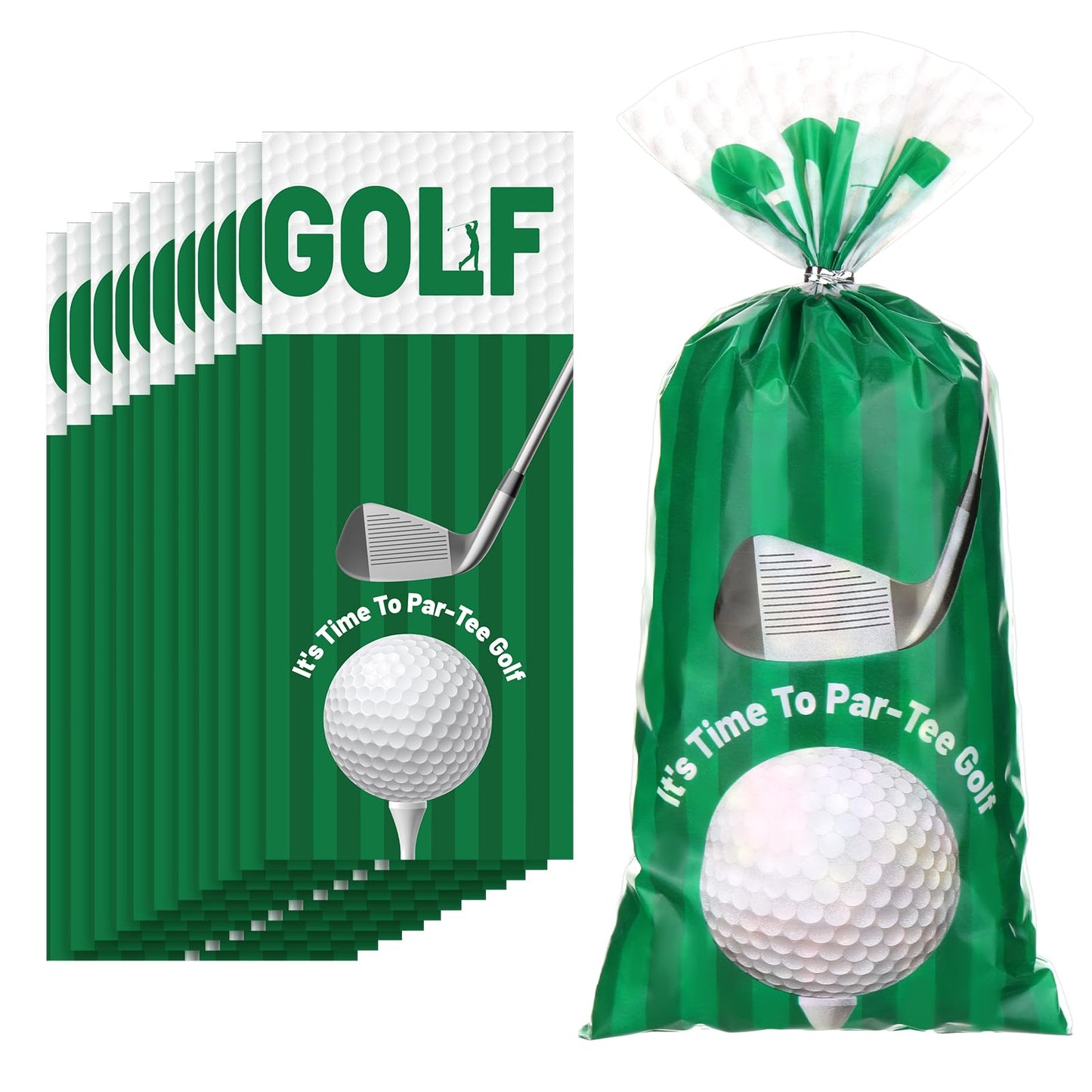 Jetec 100 Pcs Golf Party Gift Bags Treat Candy Favor Cellophane Goodie Wrapping Bags with Twist Ties Golf Themed Party Decorations Tournament Baby Shower Birthday Supplies