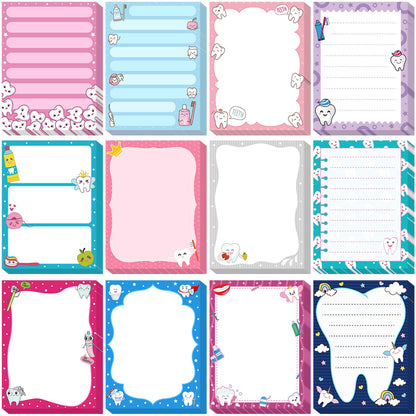 Chiisong 12 Pcs Dental Gifts Dentist Sticky Notes Funny Tooth Notepads Teeth Sticky Notes Nurse Week Dental Assistant Appreciation Gift for Office Home Work Supplies Holiday