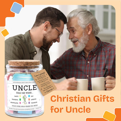 NewEleven Fathers Day Gift For Uncle - Birthday Gifts For Uncle, Funcle - Meaningful Present, Inspirational Gift For Uncles From Newphew, Niece, Kids - Bible Verse Jar