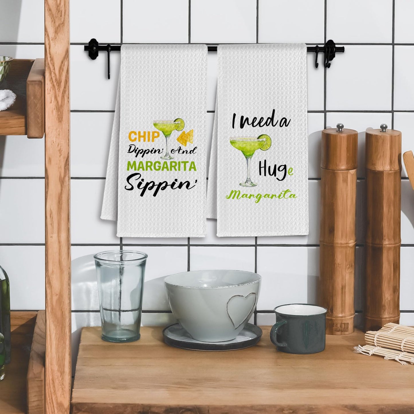 Margarita Gifts Kitchen Towels, Gifts for Margarita Lovers Dish Tea Towels for Kitchen Bar Cart Decor, Cocktail Bartender Gift Decorative Hand Towel, 16x24 Inches Set of 2