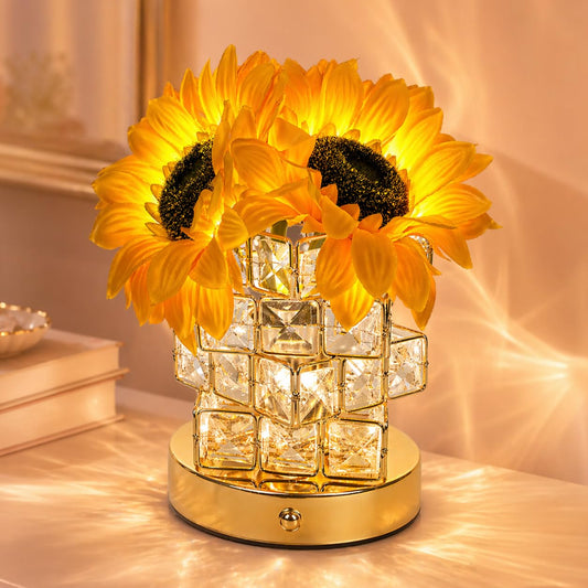 Fussion Sunflower Lamp, Mothers Day Gifts for Women, Rechargeable Flowers Night Light, Cordless Decorative Table Lamp with 3 Color Temperatures, Birthday Gifts for Grandma Girlfriend, Bedroom Decor