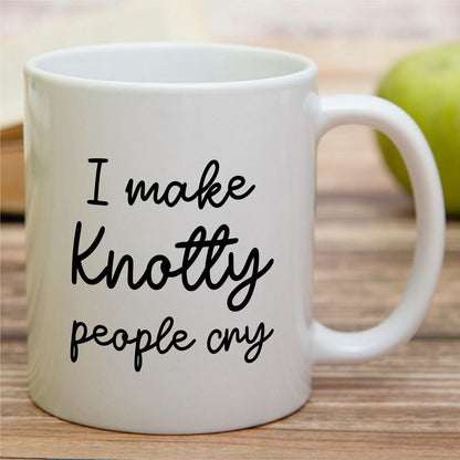 Retreez Funny Massage Therapist Mug - I Make Knotty People Cry Mug - 11 Oz Ceramic Coffee or Tea Cup - Hilarious Massage Therapy Appreciation, Birthday Gift for Masseuse, friends, coworkers, sister