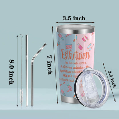 Esthetician Gift Beautician 20oz Stainless Steel Tumbler with Lid and Straw Beauty Artist Gifts (Esthetician Definition)