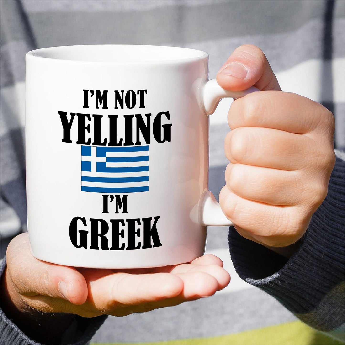 Retreez Funny Greek Mug - I'm Not Yelling I'm Greek 11 Oz Ceramic Coffee Mugs - Funny, Sarcasm, Sarcastic, Inspirational Greece birthday gifts for Greek friends, coworkers, men women dad mom bro him