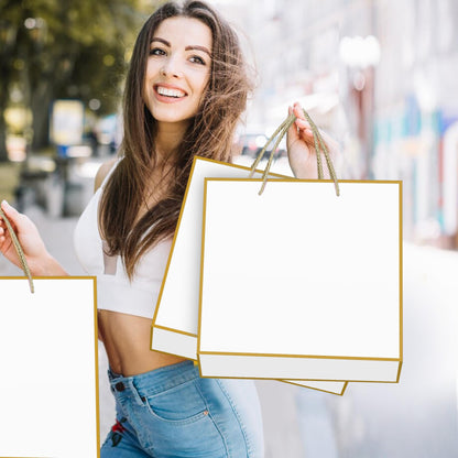 HONTIUS 11.8'' Extra Large Gift Bag Bags, Square Giant xl White Bridesmaid Gift Bag with Tissue Paper and Card for Wedding Birthday Presents Christmas Gifts Women 1PCS