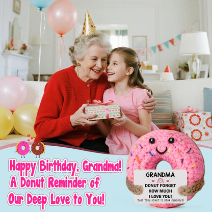 Grandma Gifts for Birthday Christmas - Funny Handmade Crochet Donut Gifts for Grandmother Nana Gigi Mimi, Grandparents Day Mothers Day Present from Granddaughter Grandson Grandkids