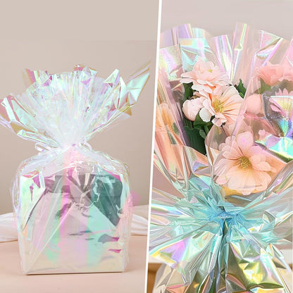 woric 82 Ft X 17 In Cellophane Wrap for Gift Baskets Iridescent Cellophane Wrap Roll Gift Basket Wrapping Plastic for Graduation Gifts Stuffers Treats Party Favor Birthday Wedding Crafts