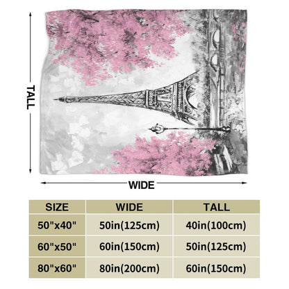Perinsto Paris Eiffel Tower Throw Blanket Ultra Soft Warm All Season Decorative Fleece Blankets for Bed Chair Car Sofa Couch Bedroom 50"X40"
