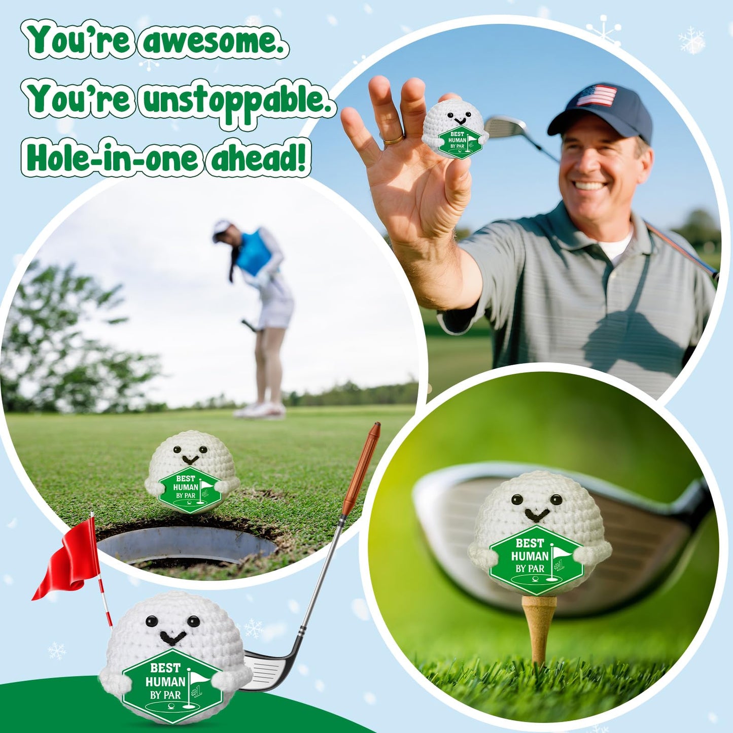 Golf Gifts for Men Fathers – Fathers Day Father's Day Funny Crochet Golf Ball Accessories Birthday Positive Graduation Gift for Him Boys Boyfriend Son Golfers Coworker Male Grandpa Women