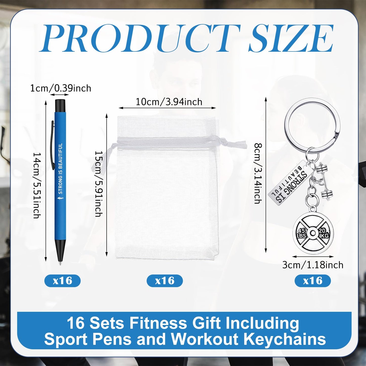 Yexiya 16 Sets Fitness Gift for Women Men Including Funny Sport Pens and Workout Gym Keychains Fitness Lovers Personal Trainer Gifts for Christmas Birthday