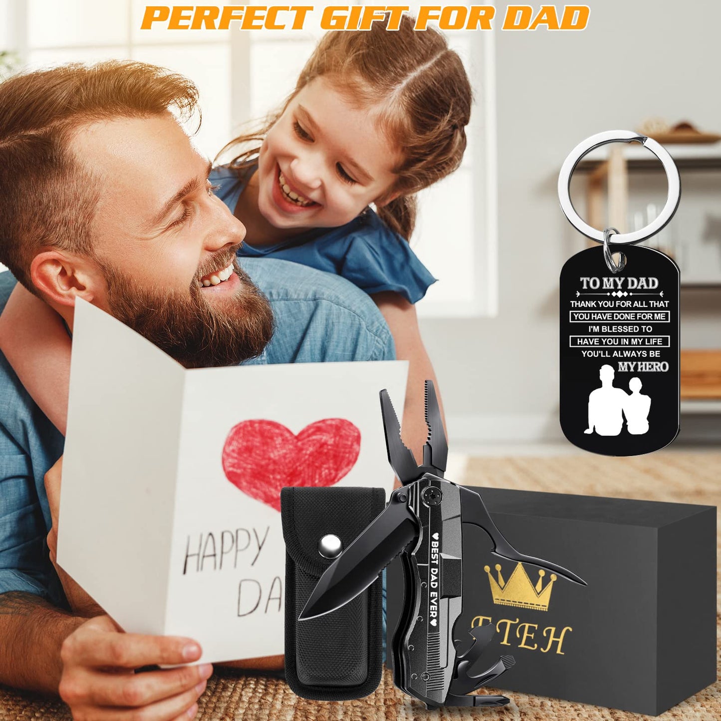 Fathers Day Dad Gifts from Daughter Son Wife Kids,BEST DAD EVER Multitool Knife,Christmas Birthday Father Day for Dad Step New Dad,Unique Camping Hunting Cycling Gift Ideas