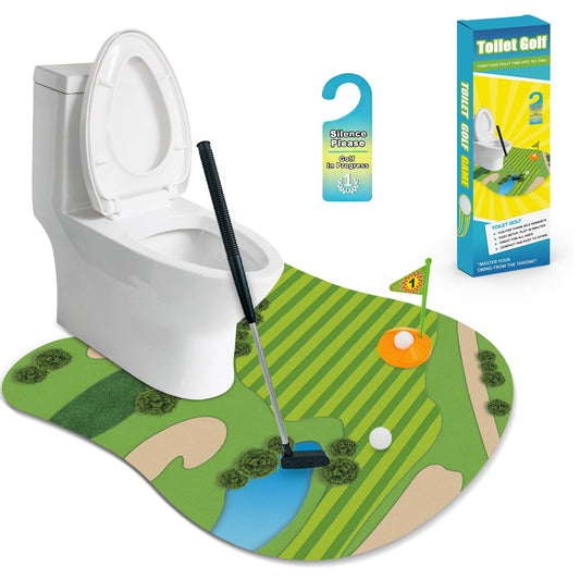 Funny Mini Golf Gag Gifts for Men Golfer, Toilet Golf Bathroom Game for Adults, Unique Birthday Gift for Dad from Daughter Son, Fun White Elephant Gift Idea for Brother, Husband, Boys, Boyfriend,Him