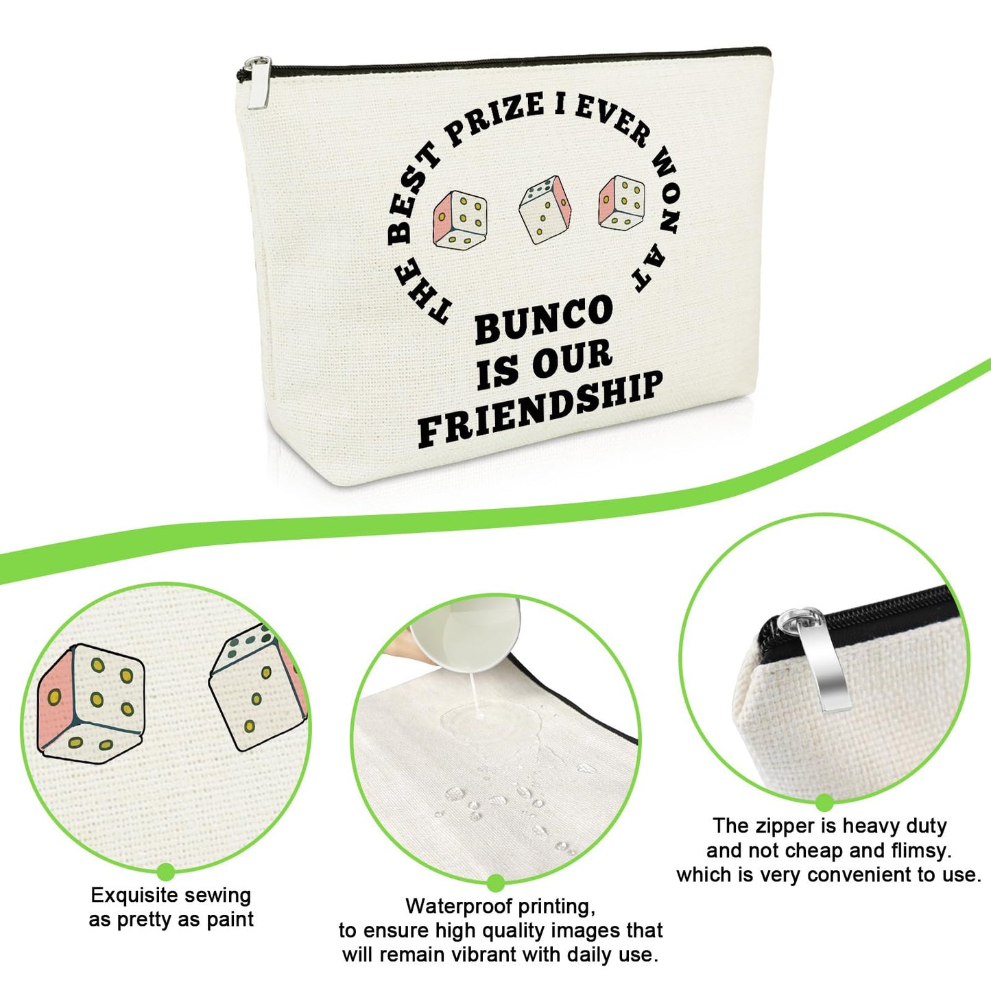 Funny Bunco Makeup Bag for Bunco Game Night Lovers Gambling Lover Gifts Cosmetic Bag Dice Game Gifts for Sister Best Friend Player Christmas Birthday Present Zipper Pouch for Graduation