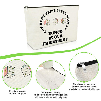 Funny Bunco Makeup Bag for Bunco Game Night Lovers Gambling Lover Gifts Cosmetic Bag Dice Game Gifts for Sister Best Friend Player Christmas Birthday Present Zipper Pouch for Graduation