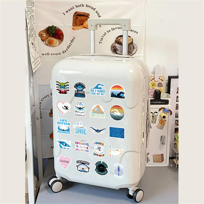 60PCS Swimming Stickers Waterproof Vinyl Swimmer Stickers for Water Bottles Luggage Phone, Asverbet Cute Sport Stickers for Teens Adults Swim Decorations Gifts for Kids