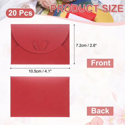 PATIKIL 4.1 x 2.8 Inch Mini Card Envelopes, 20Pcs Cute Envelopes Holder with Heart Clasp for Birthday Weddings Favors Business Greeting Cards, Wine Red